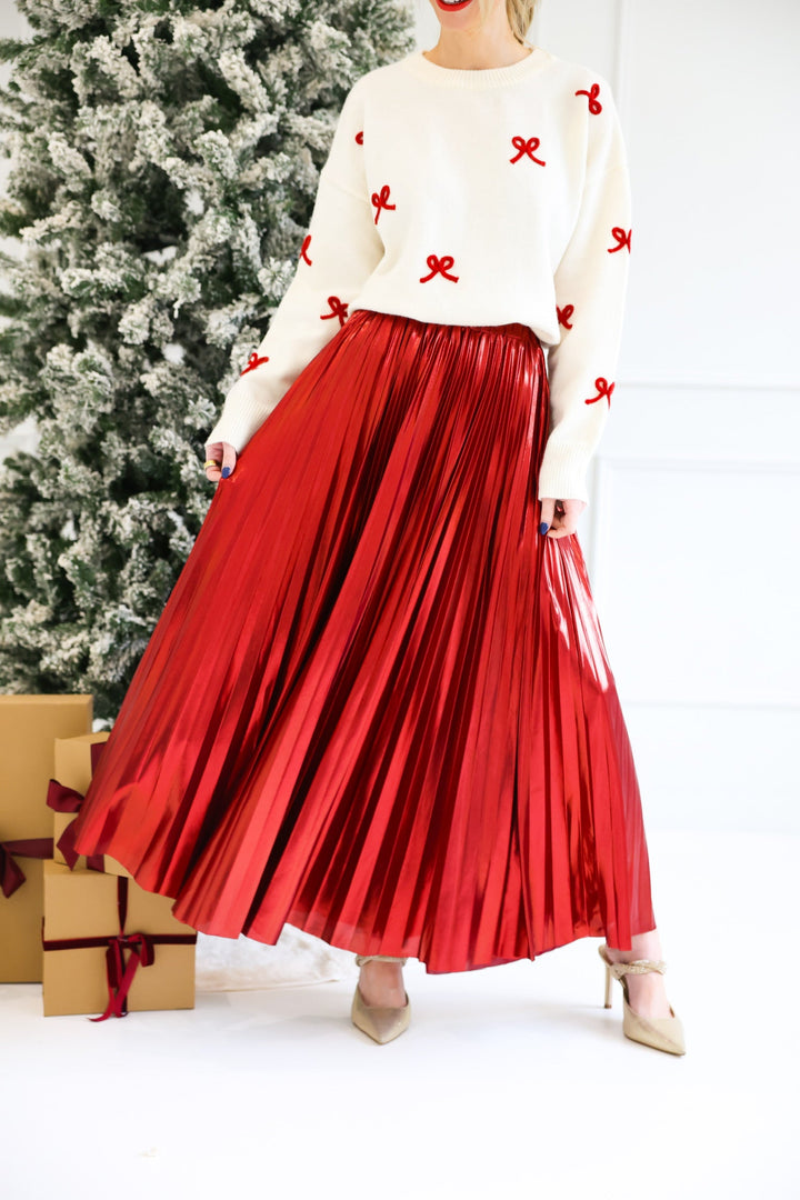 Alessandra Pleated Skirt - Red