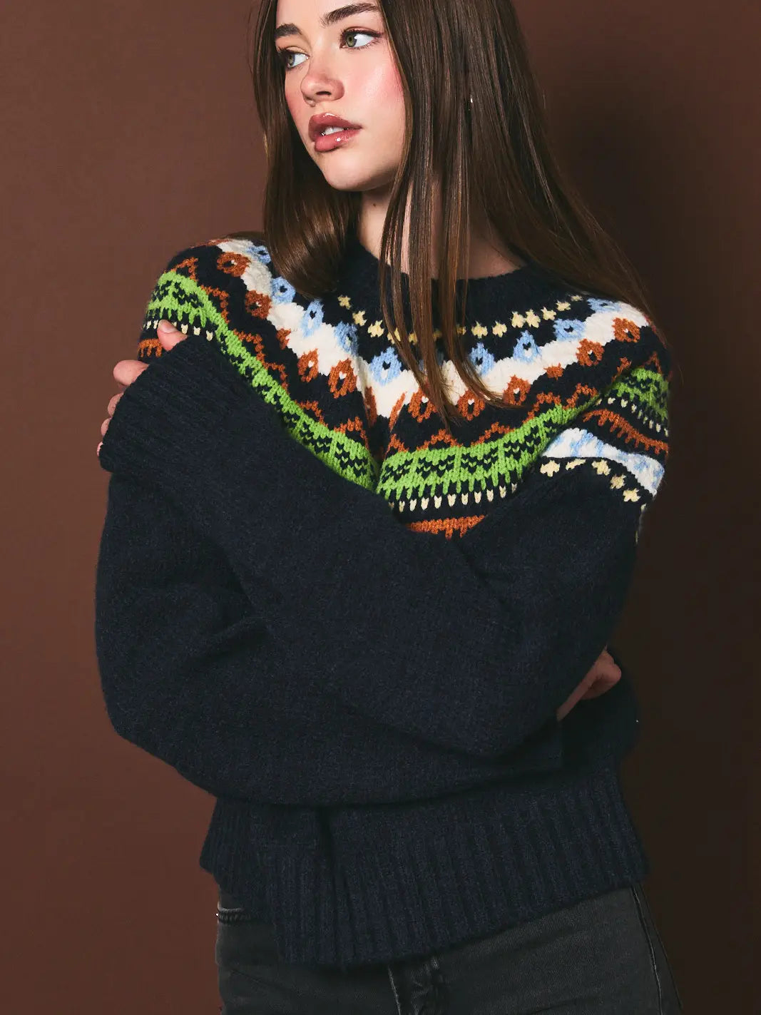 Faire Isle Graphic Long Sleeve Sweater