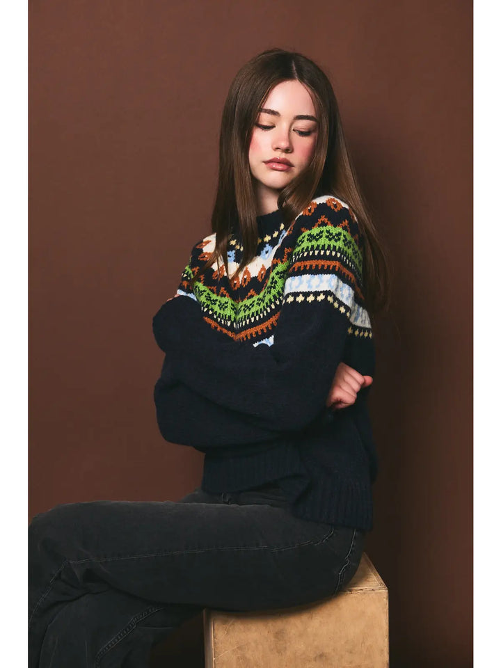 Faire Isle Graphic Long Sleeve Sweater