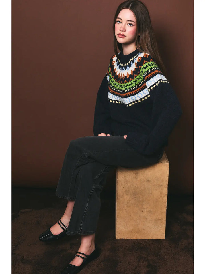 Faire Isle Graphic Long Sleeve Sweater