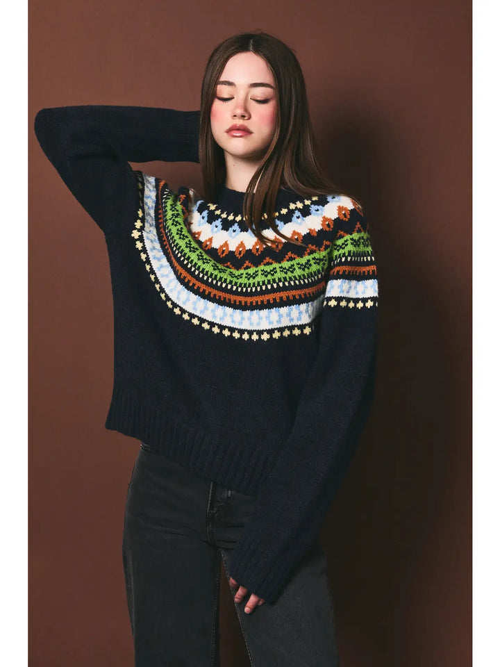 Faire Isle Graphic Long Sleeve Sweater