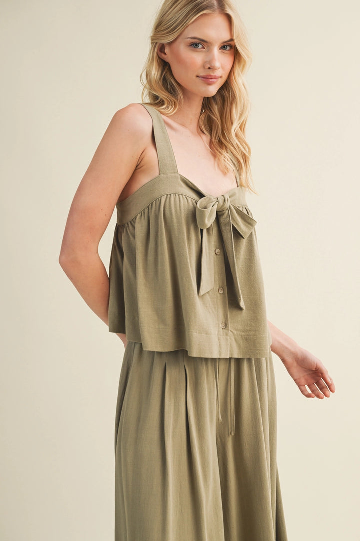 Front Tie Sleeveless Top