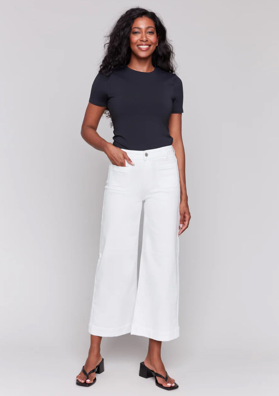 Cropped Flare Leg Front Pocket Pant