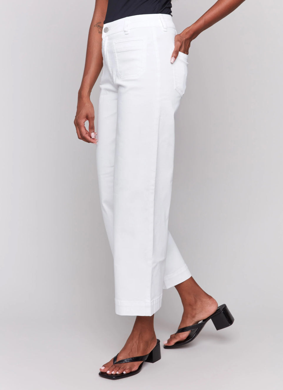 Cropped Flare Leg Front Pocket Pant