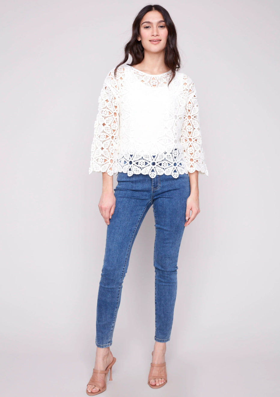 Crochet Long Sleeve Boat Neck Top