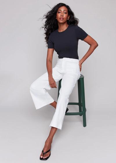 Cropped Flare Leg Front Pocket Pant