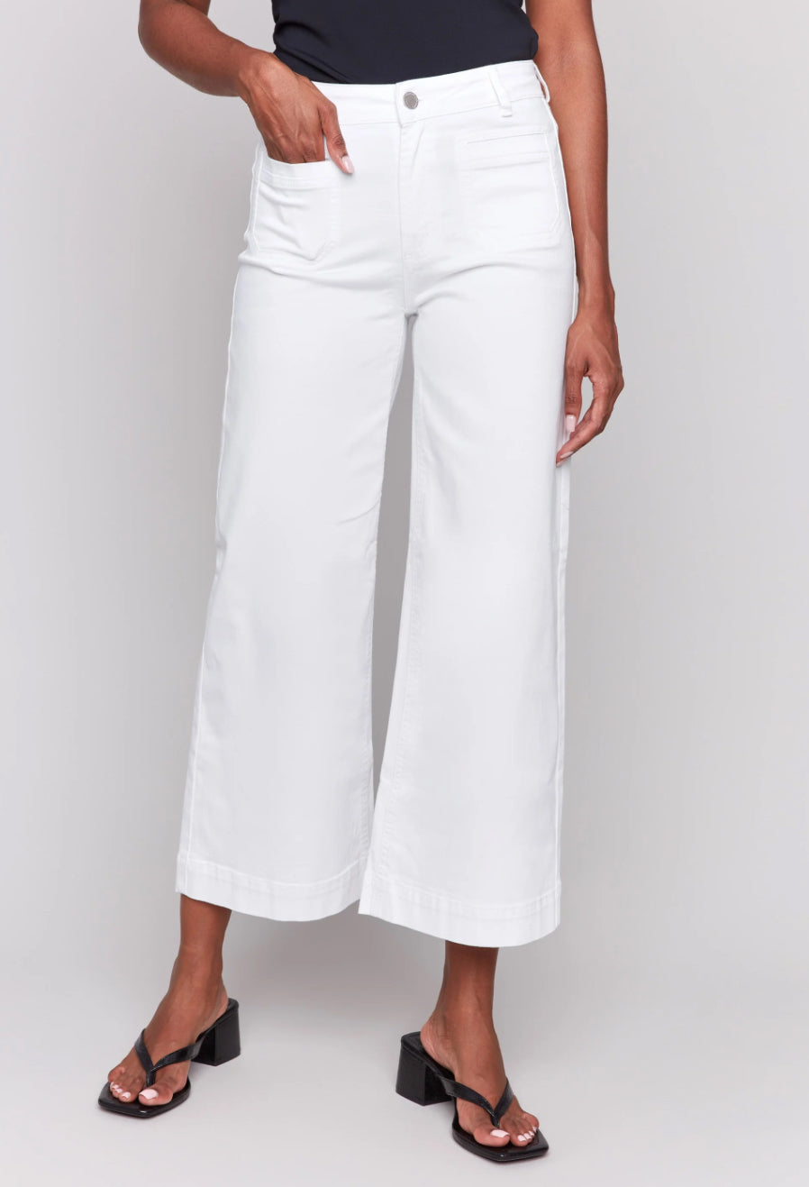 Cropped Flare Leg Front Pocket Pant