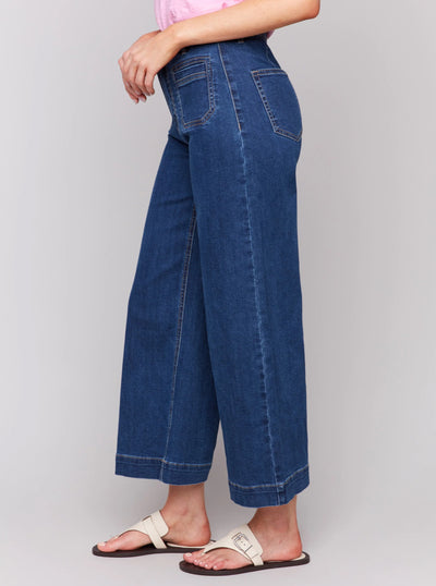 Cropped Flare Leg Front Patch Pocket Pant