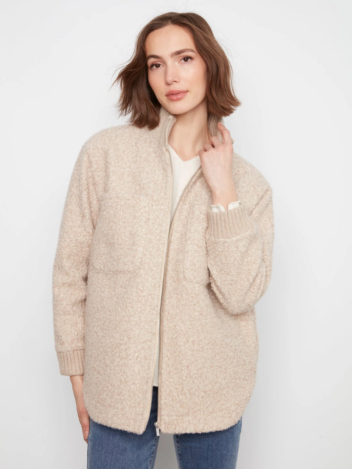 Fuzzy Jacket with Round Hem