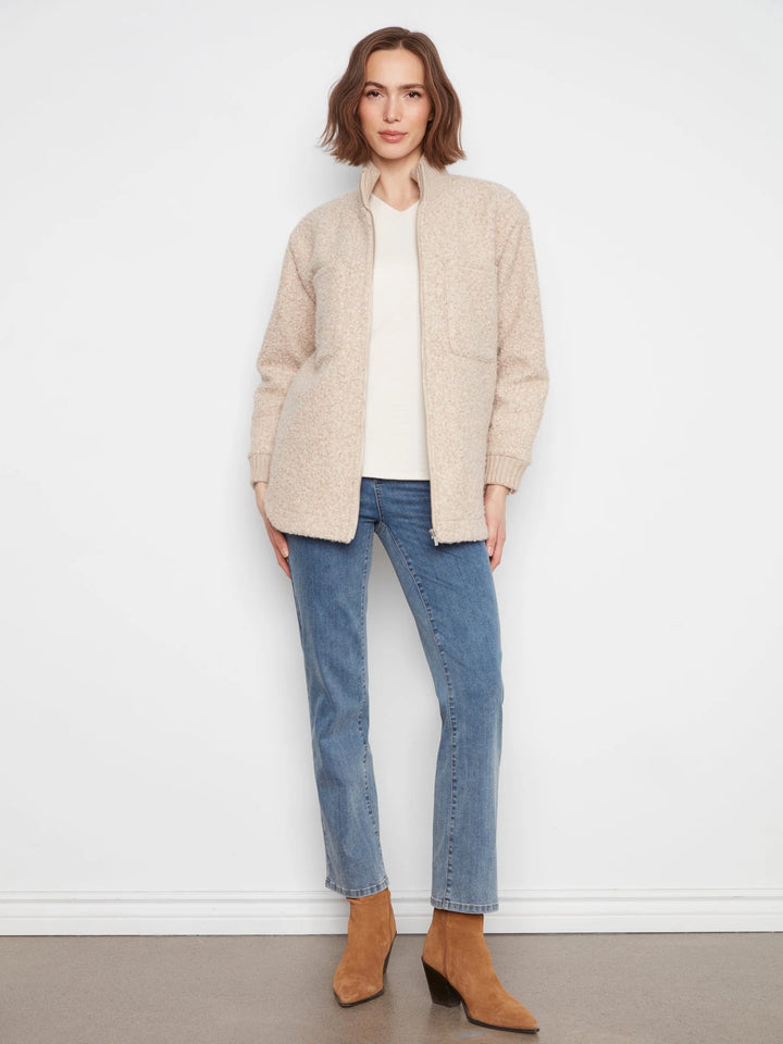 Fuzzy Jacket with Round Hem