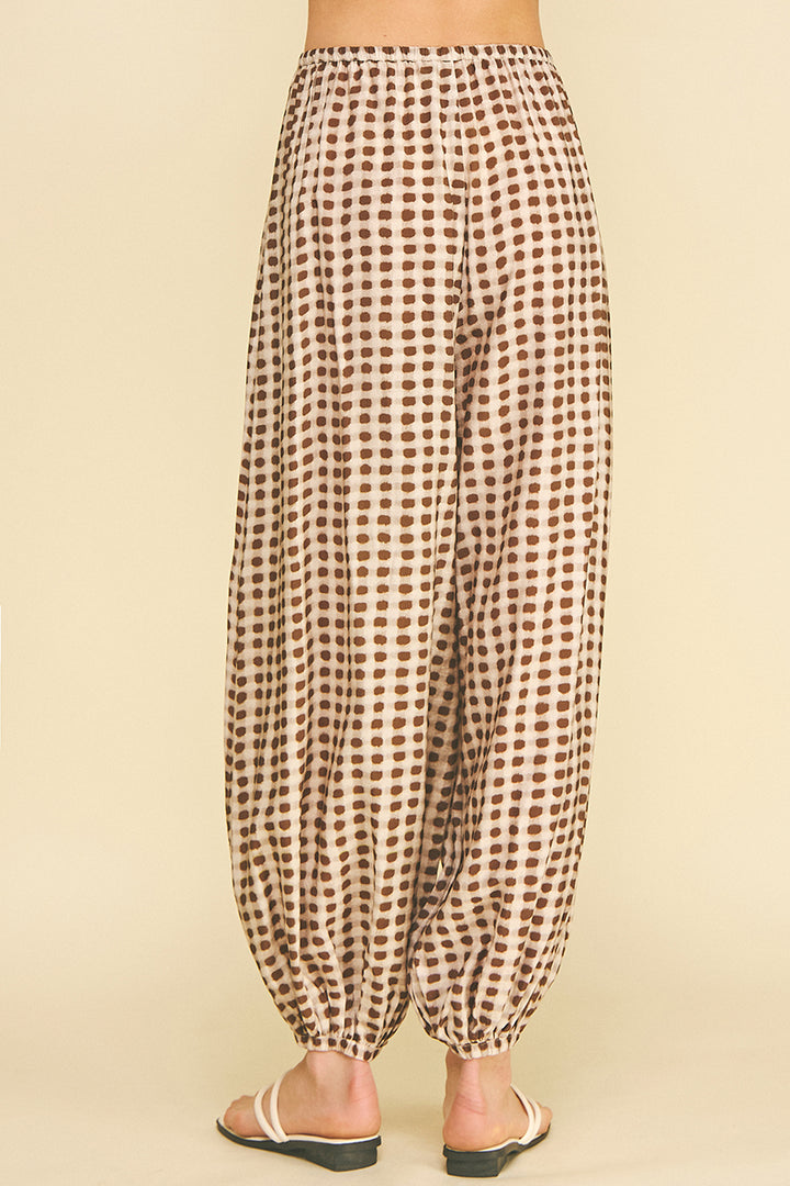 Geo Dot Print Harem Pant in Mocha