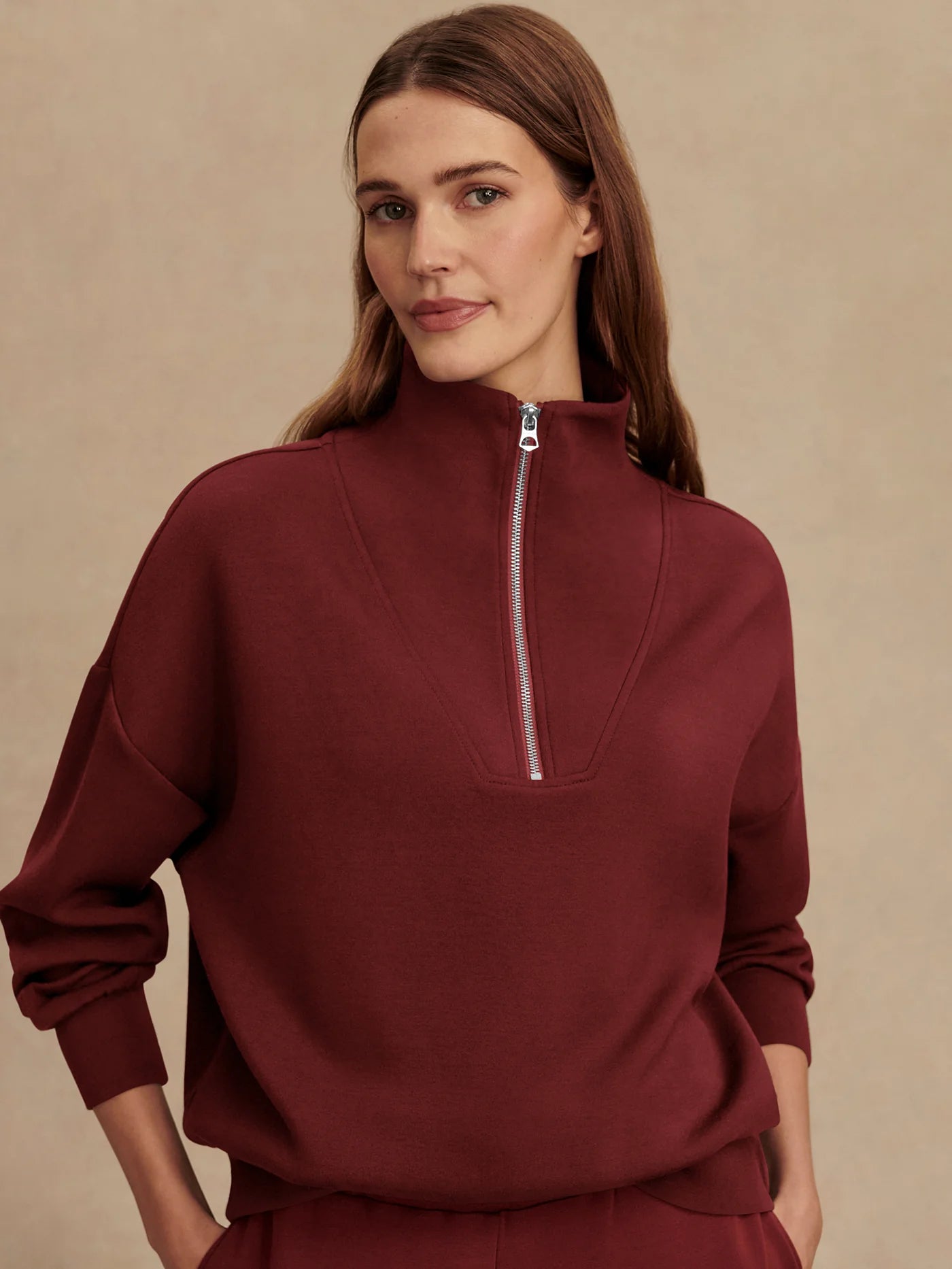 Hawley Half Zip in New Maroon