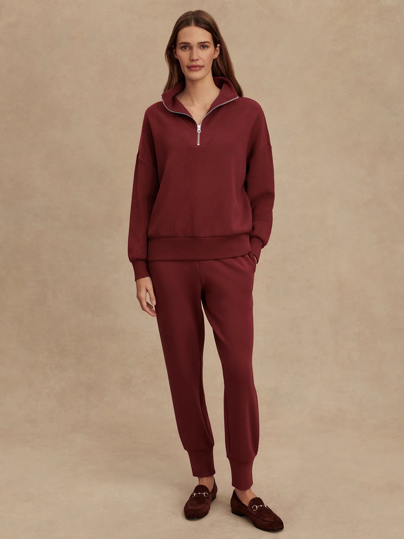 Hawley Half Zip in New Maroon