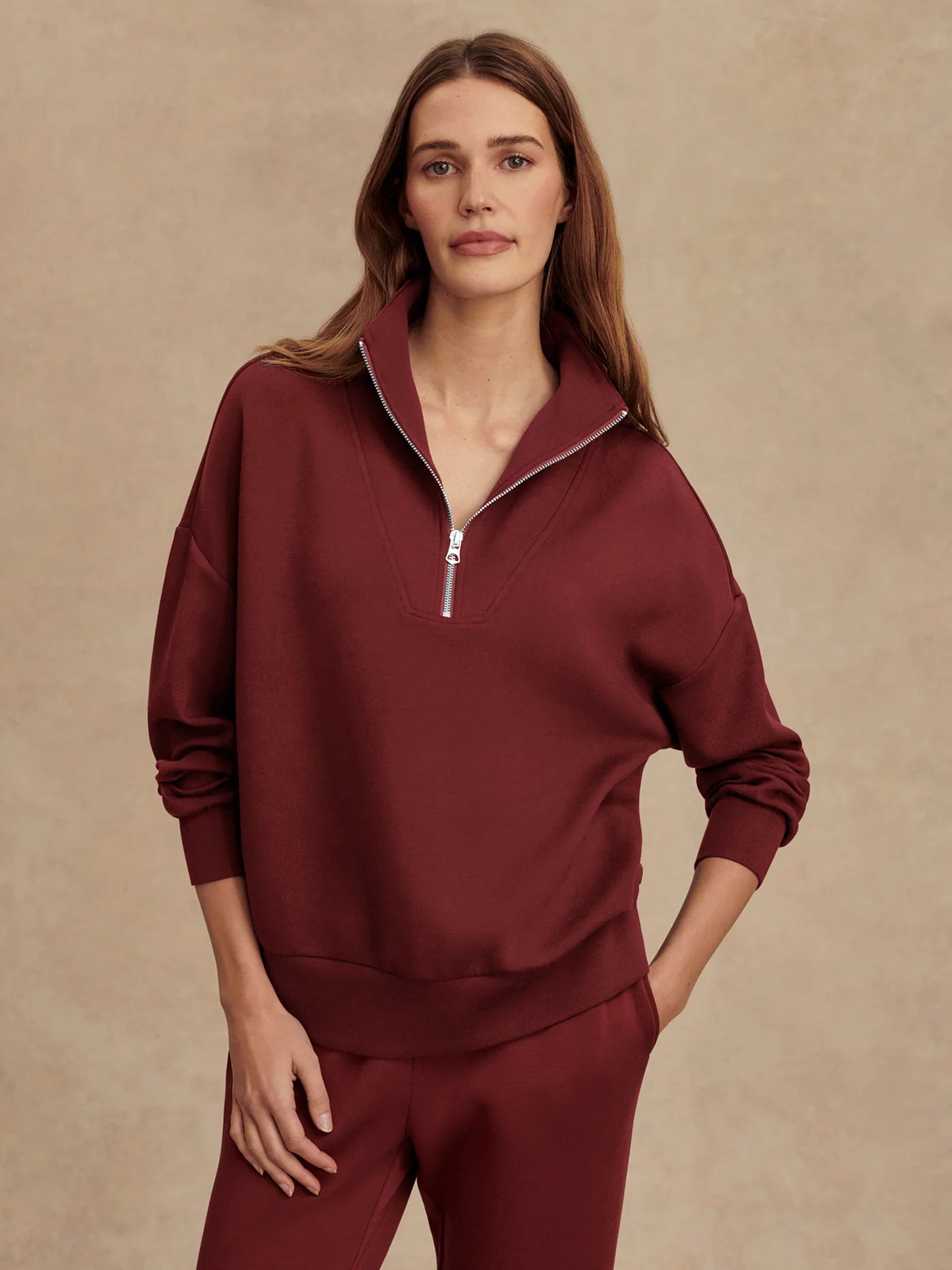 Hawley Half Zip in New Maroon