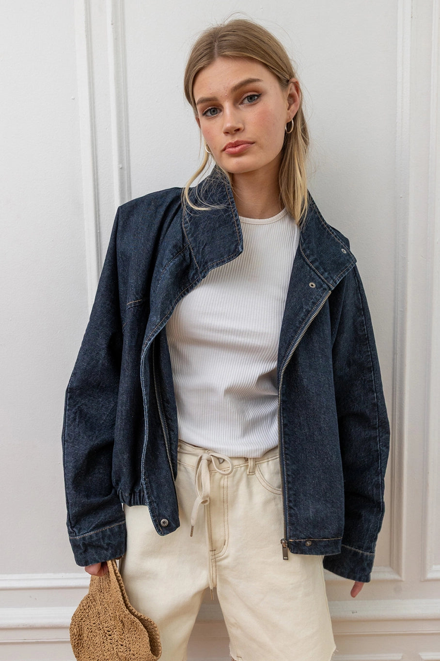 Denim Jacket W Collar