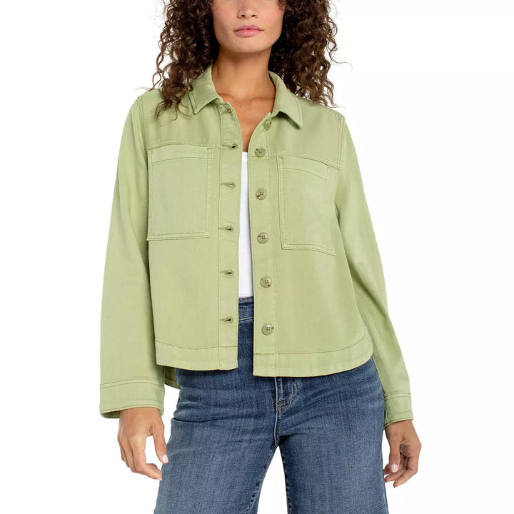 High/low Denim Shacket