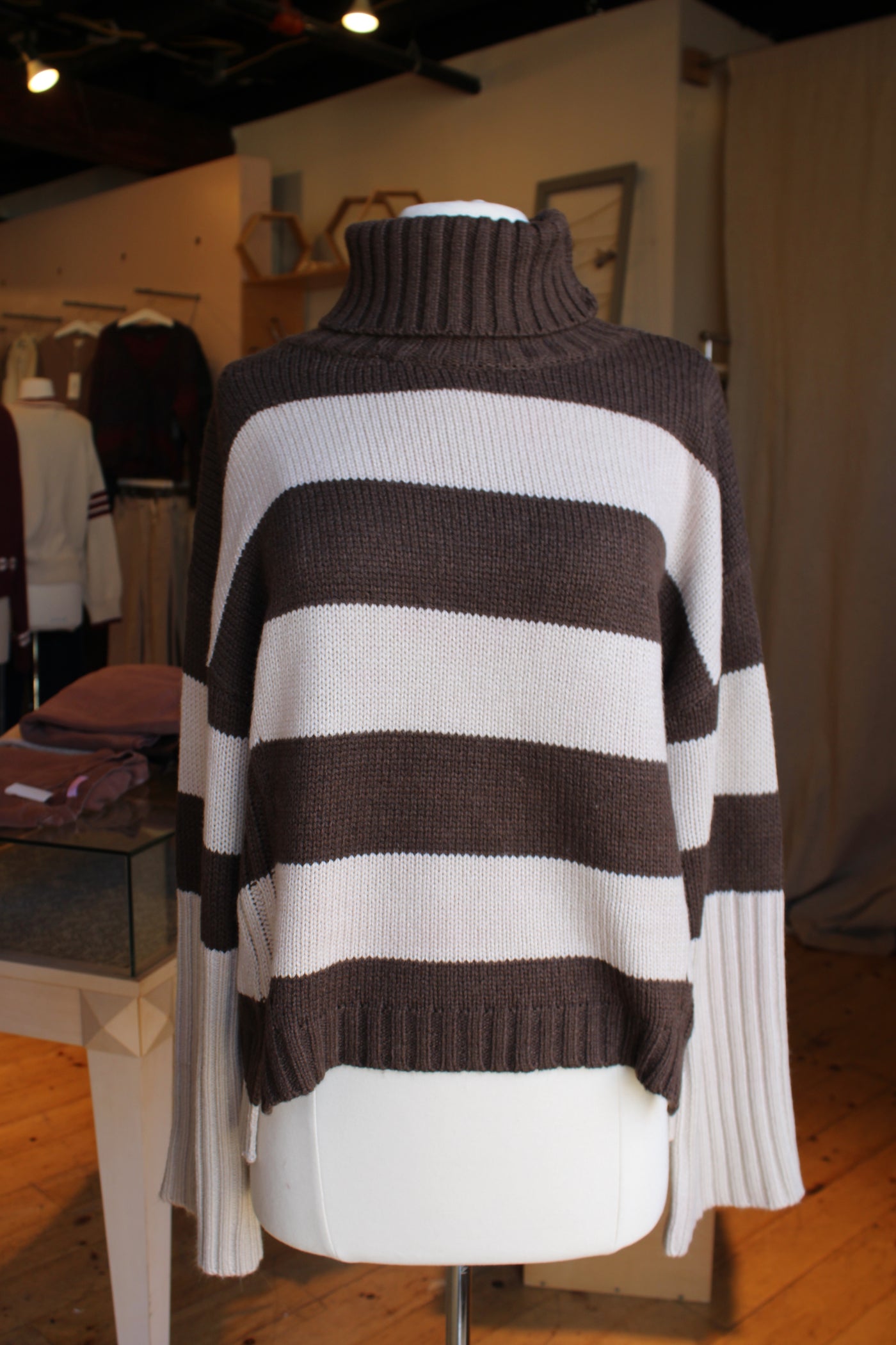 Stripe Turtleneck Sweater