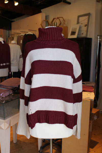 Stripe Turtleneck Sweater