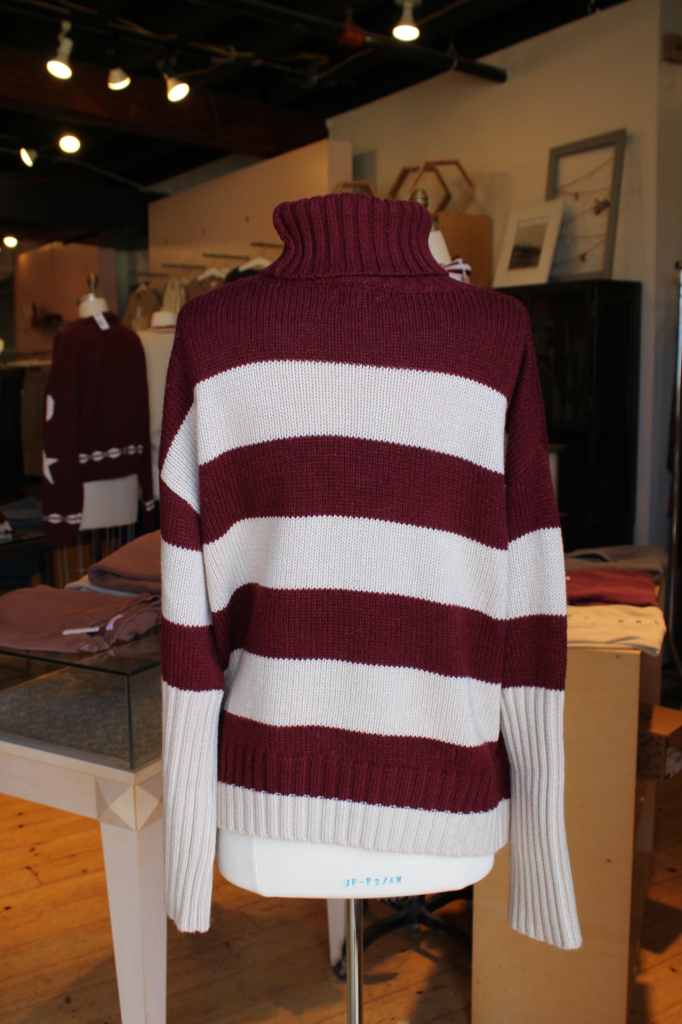 Stripe Turtleneck Sweater