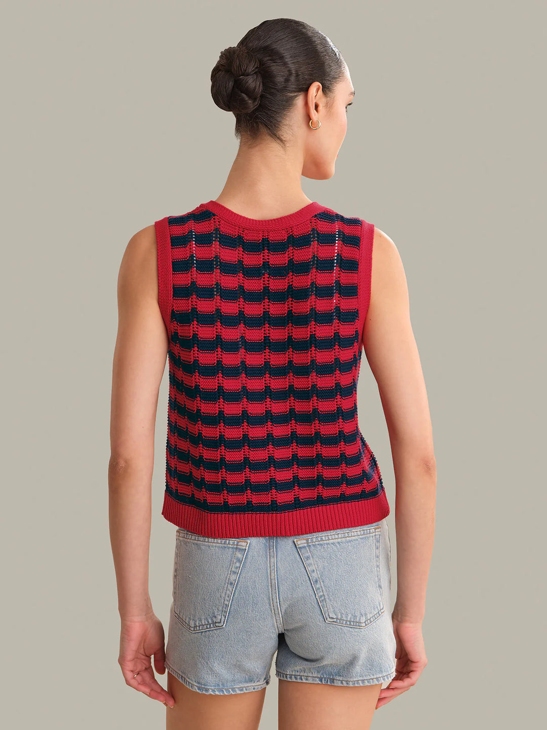 Isla Striped Button Front Vest