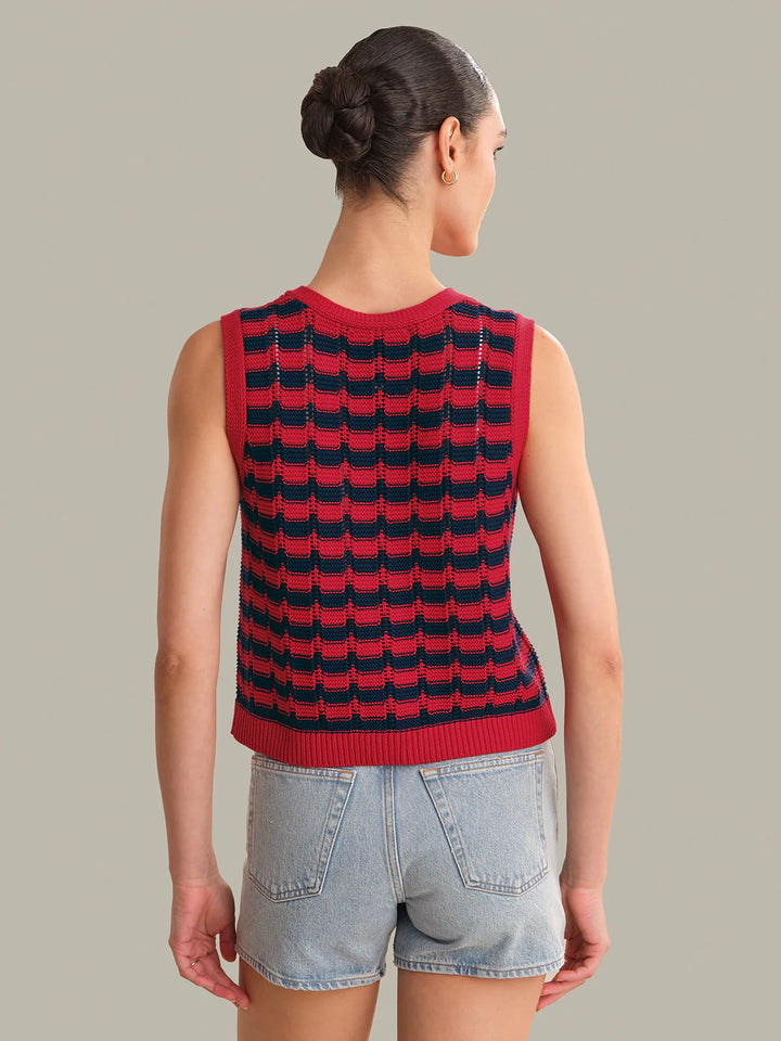 Isla Striped Button Front Vest