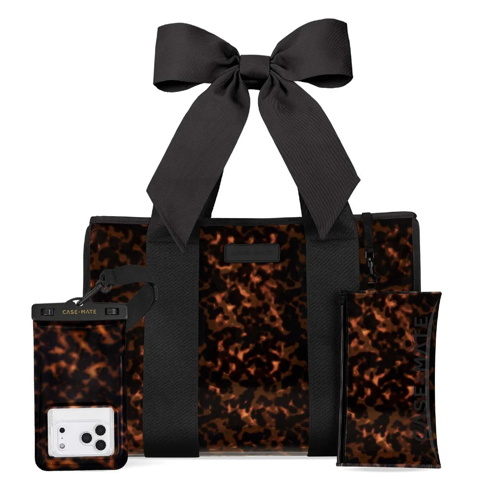 Jelly Tote w/ Phone Pouch - Tortoise Shell Bow