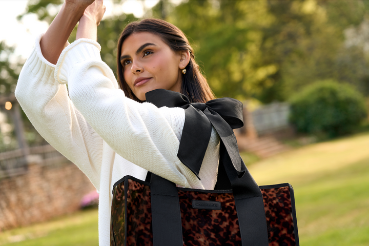 Jelly Tote w/ Phone Pouch - Tortoise Shell Bow