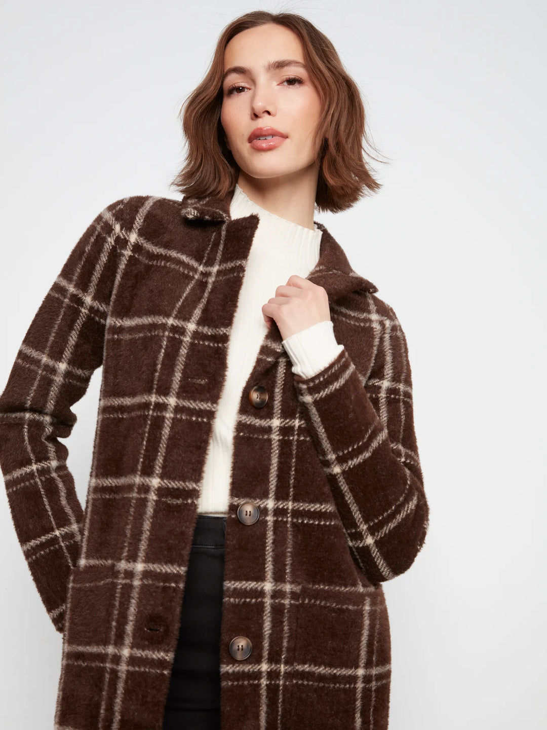 Knit Coatigan With Patch Pockets - Chocolate