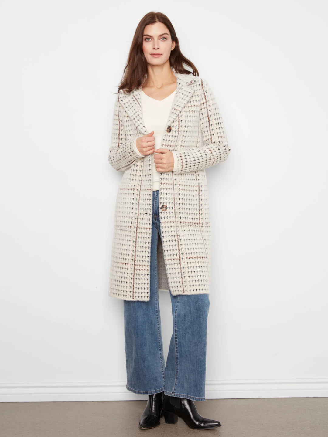 Knit Coatigan with Patch Pockets