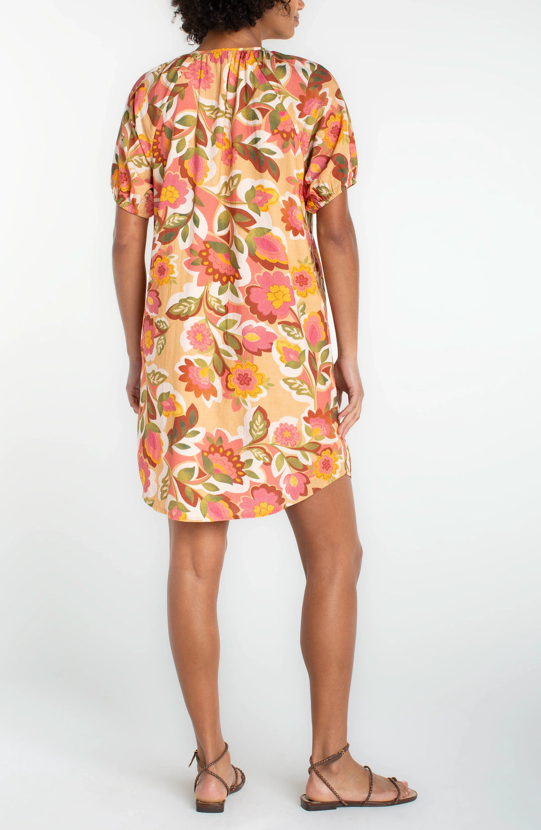 Shirred Button-Front Dress