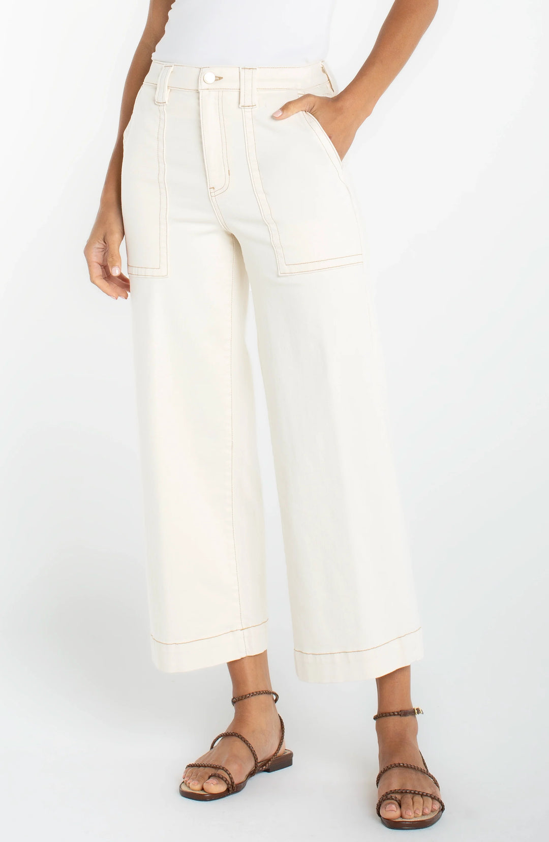High Rise Wide Leg Crop Pants