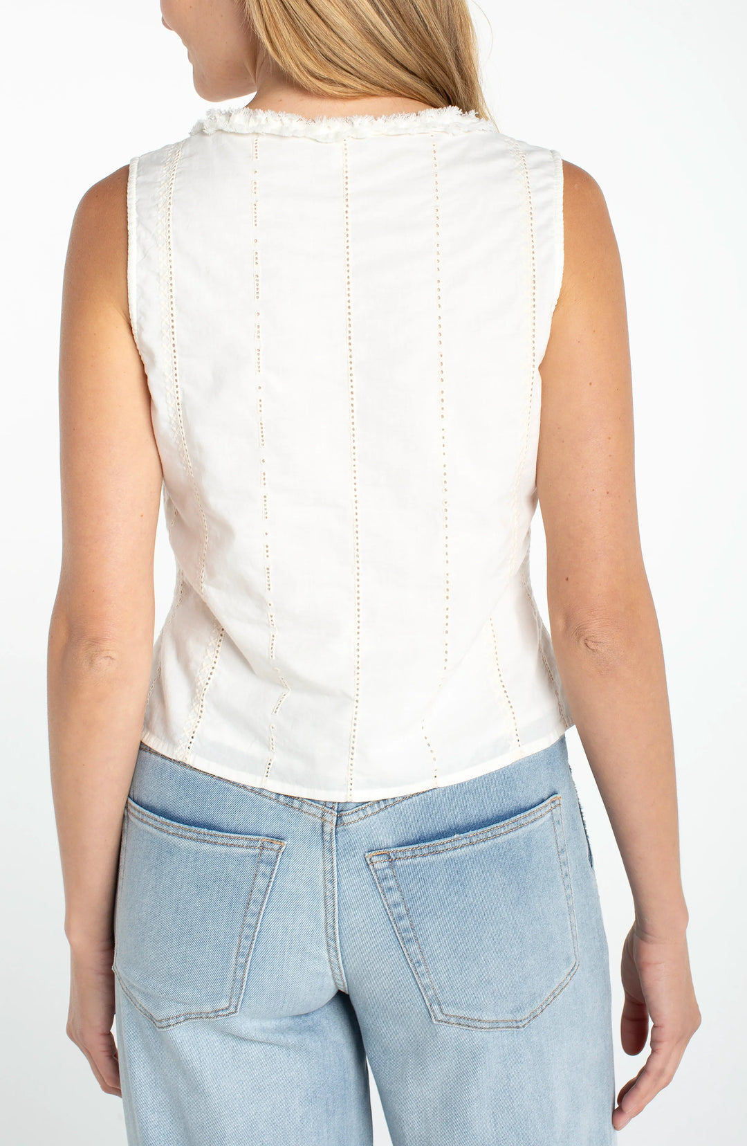 Sleeveless Pintuck Ruffle Top