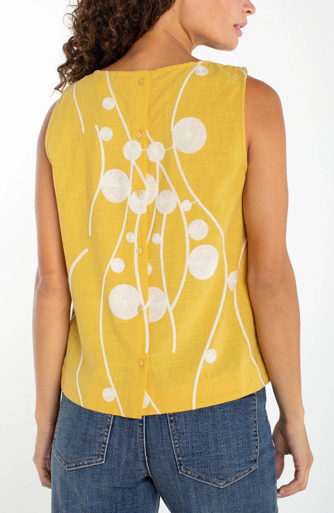 Sleeveless Button-Back Woven Top