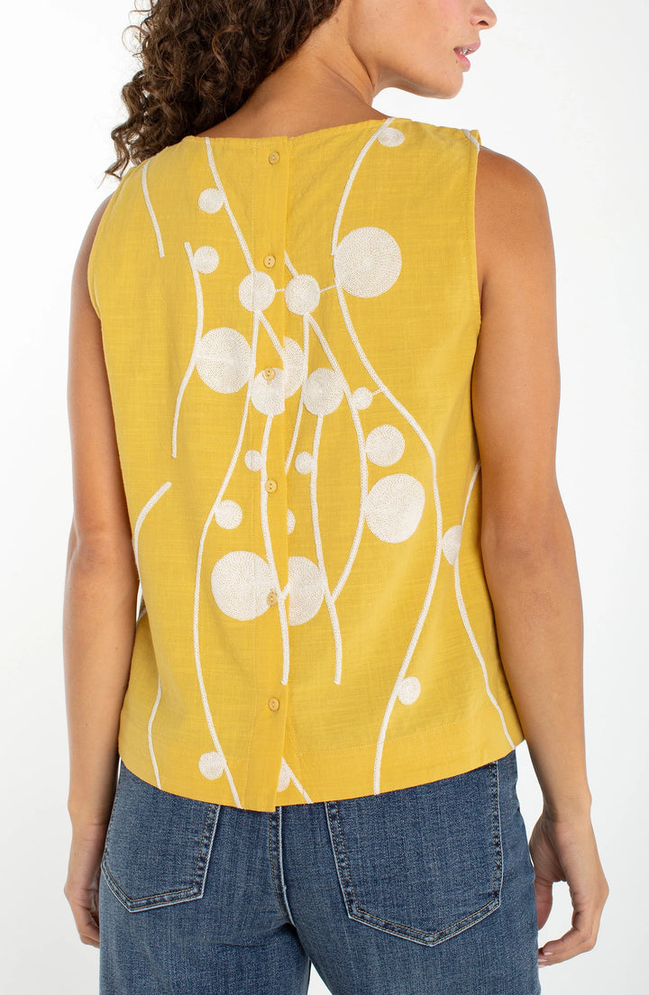 Sleeveless Button-Back Woven Top