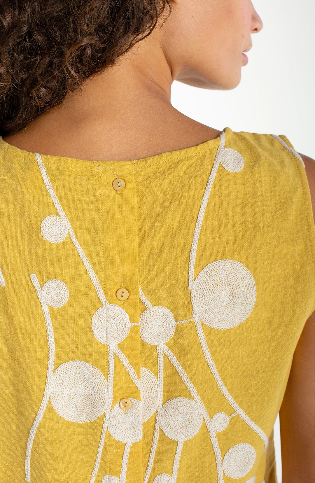 Sleeveless Button-Back Woven Top