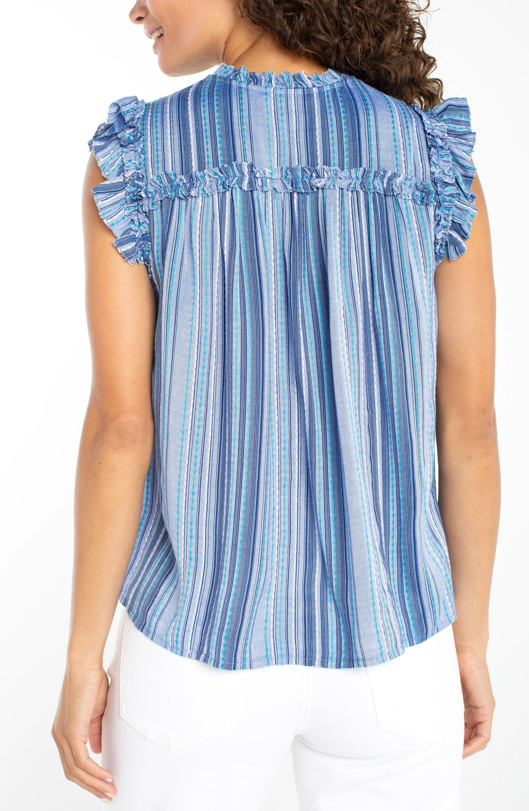 Flutter Sleeve Ruffled Woven Top