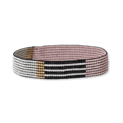 Alex Color Block Striped Beaded Stretch Bracelet