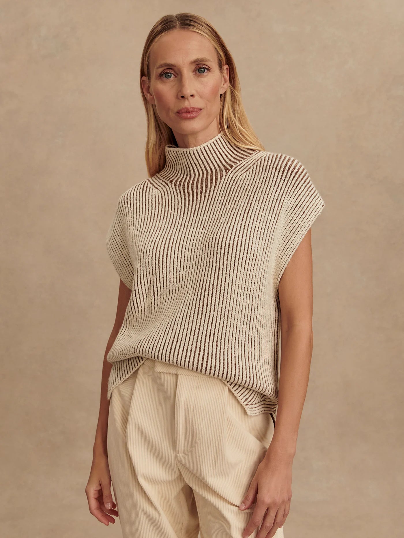 Lauren Plated Knit Tank in Cocoa Dust