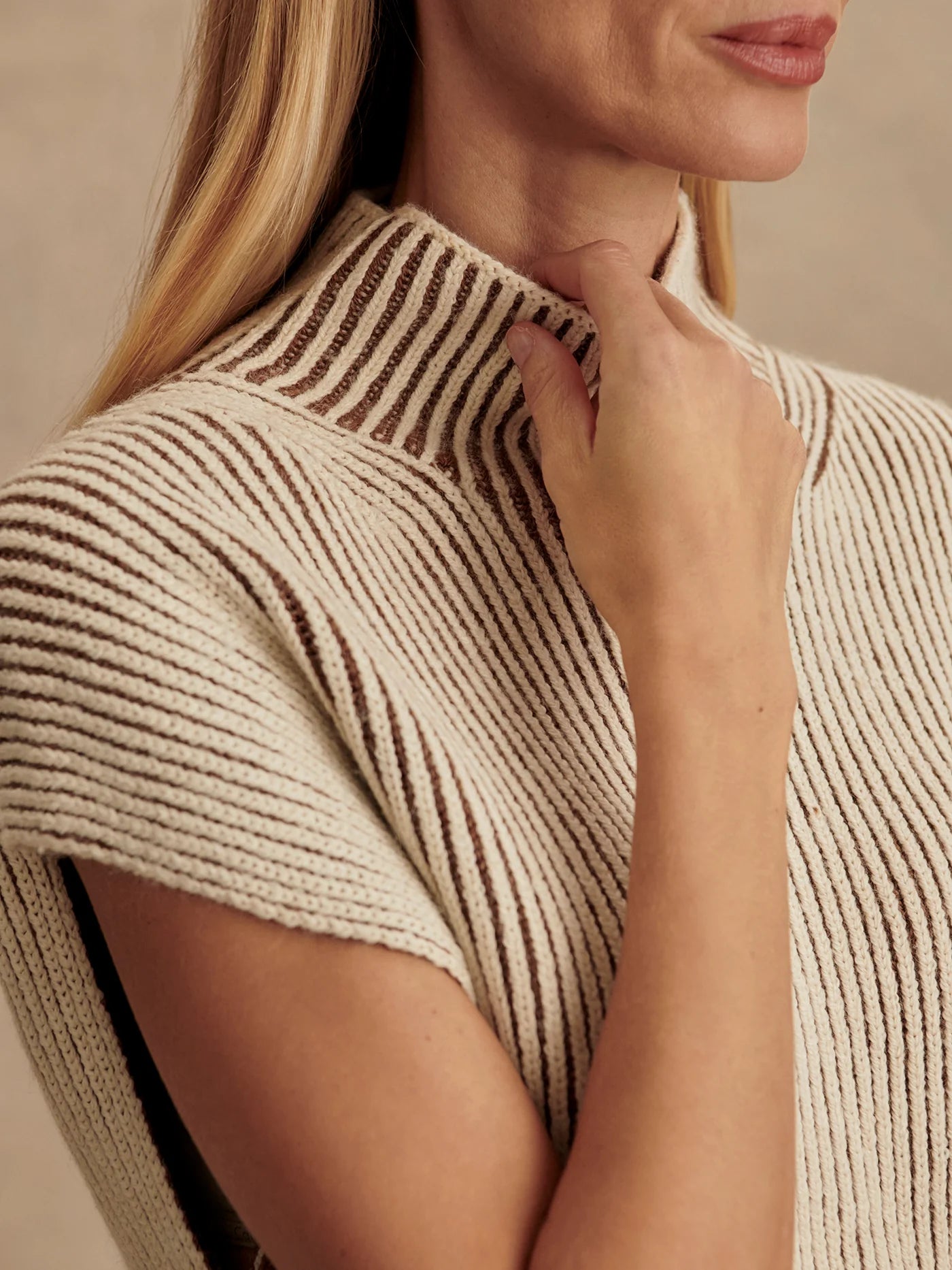 Lauren Plated Knit Tank in Cocoa Dust