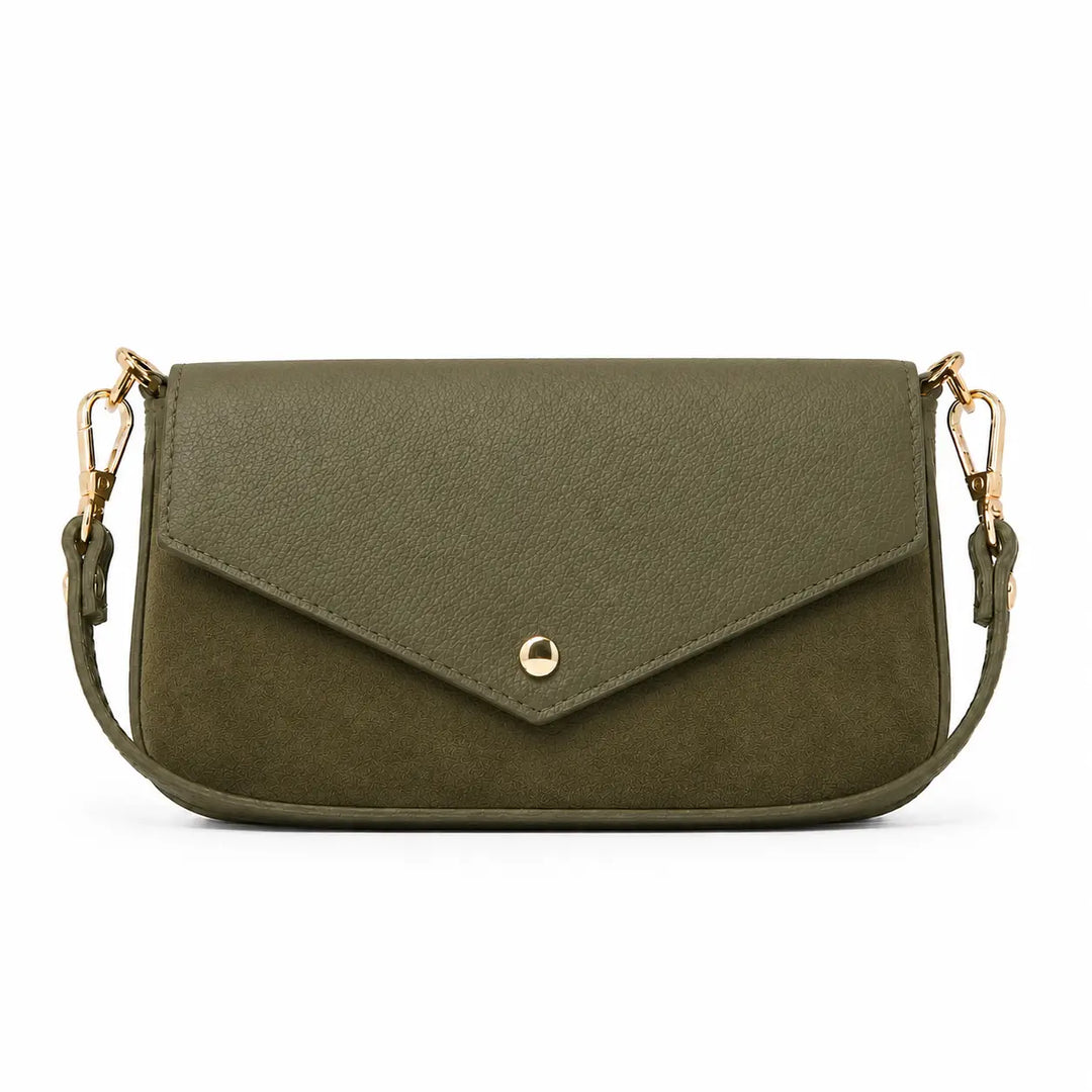 Leather Handle &amp; Suede Crossbody Bag