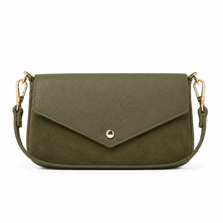 Leather Handle &amp; Suede Crossbody Bag