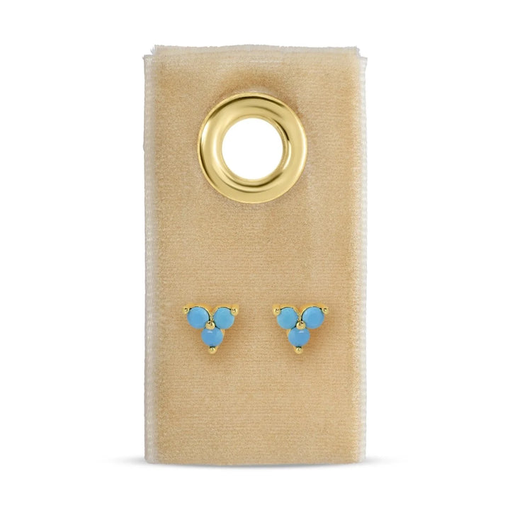 Light Blue Triple Cluster Studs on Velvet Tag