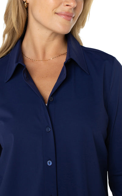 Long Sleeve Button Front Knit Shirt