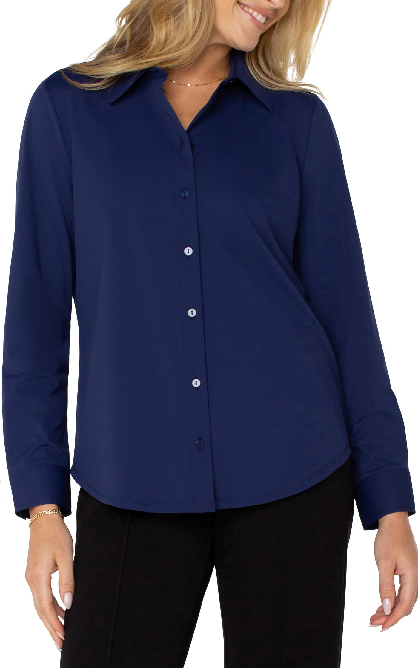 Long Sleeve Button Front Knit Shirt