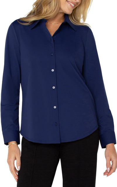 Long Sleeve Button Front Knit Shirt