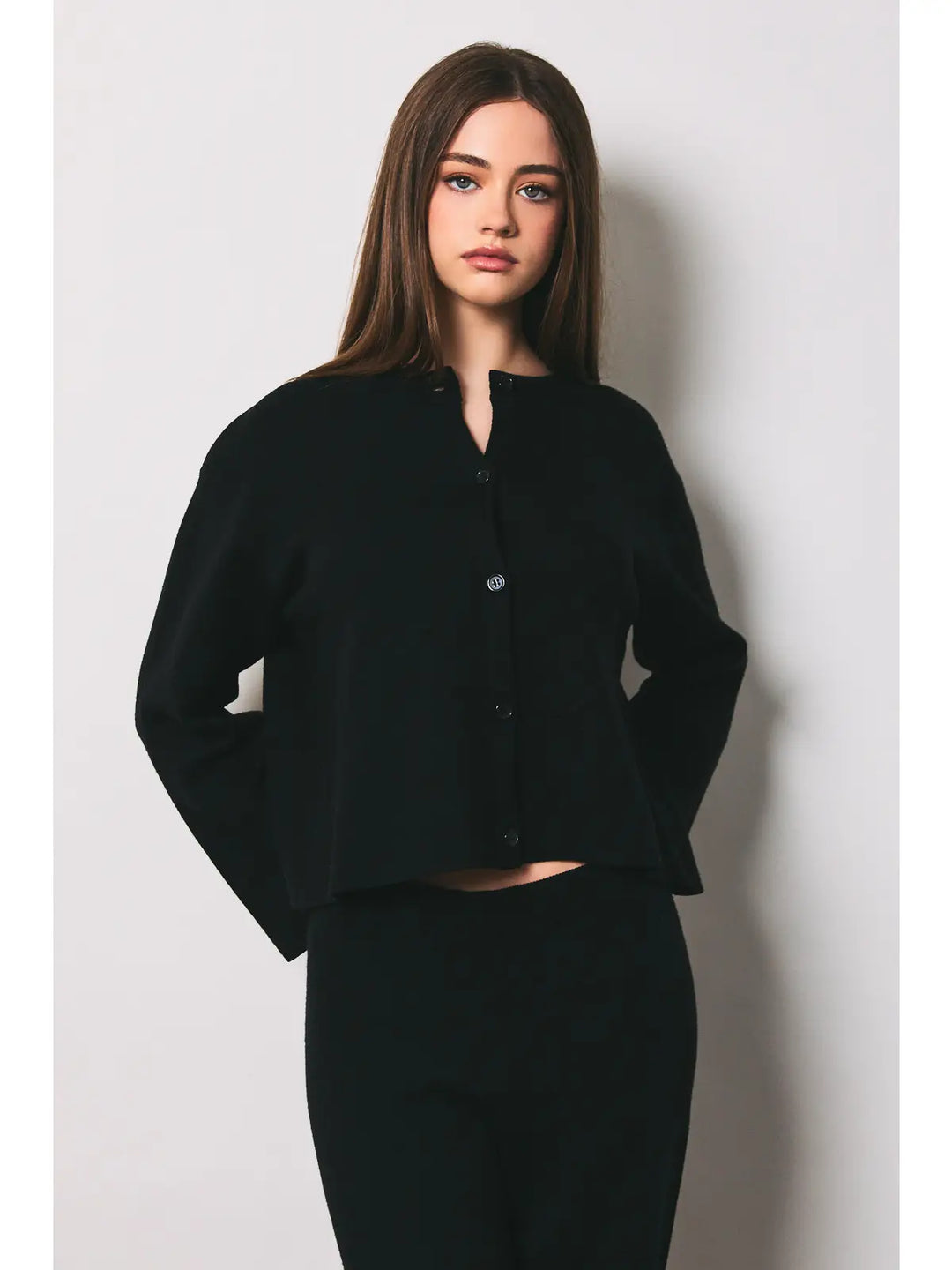 Long Sleeve Crew Neck Button Down Cardigan