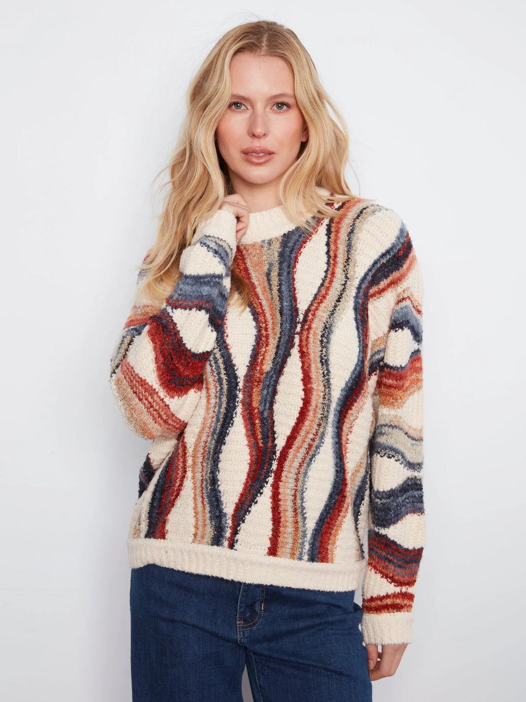 Long Sleeve Crew Neck Novelty Jacquard Sweater