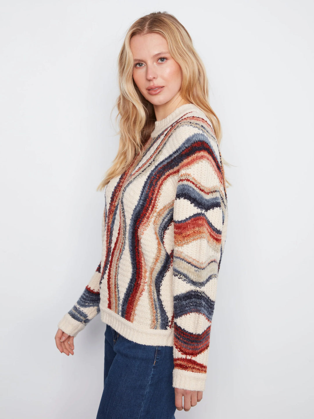 Long Sleeve Crew Neck Novelty Jacquard Sweater