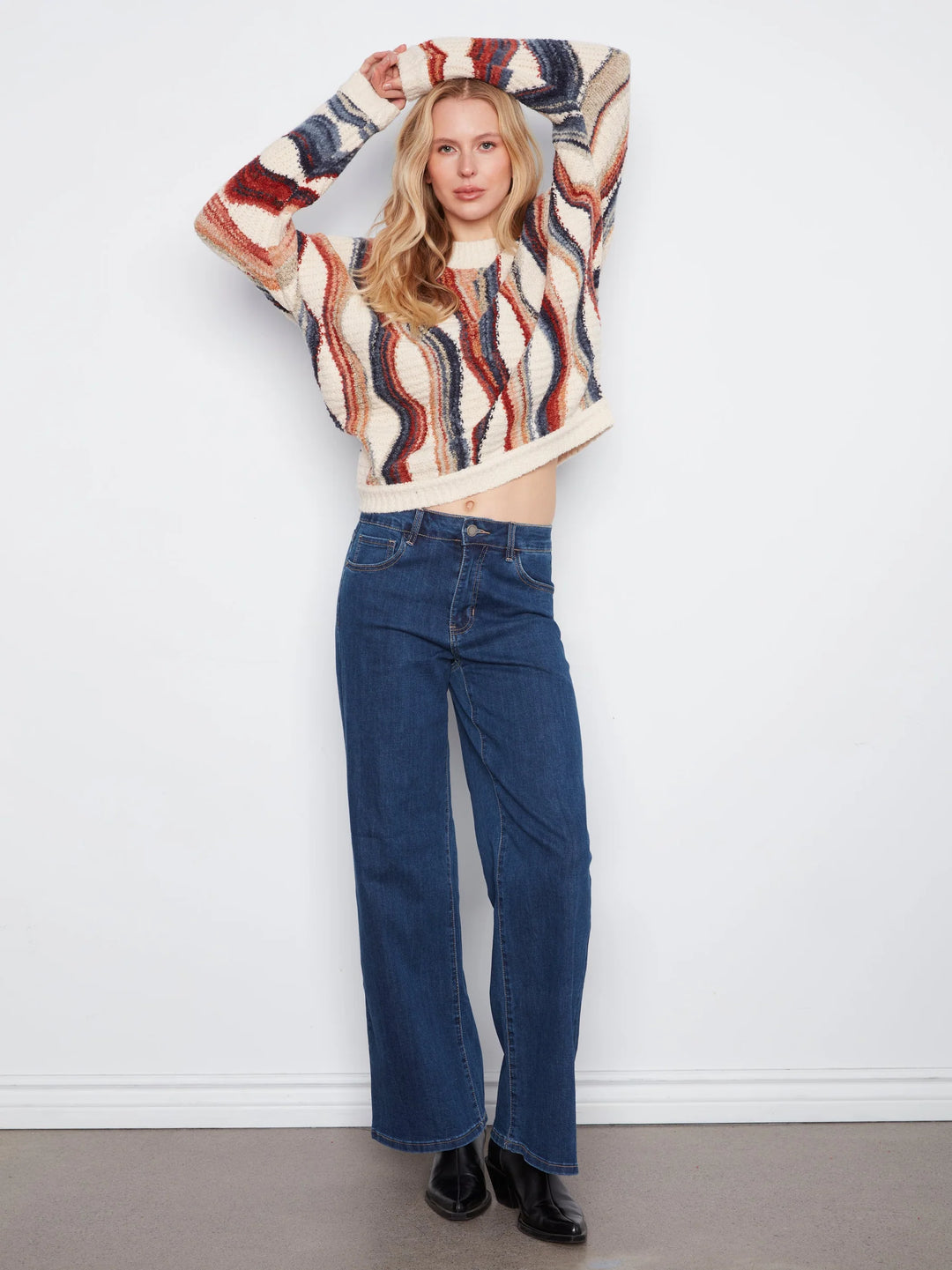 Long Sleeve Crew Neck Novelty Jacquard Sweater