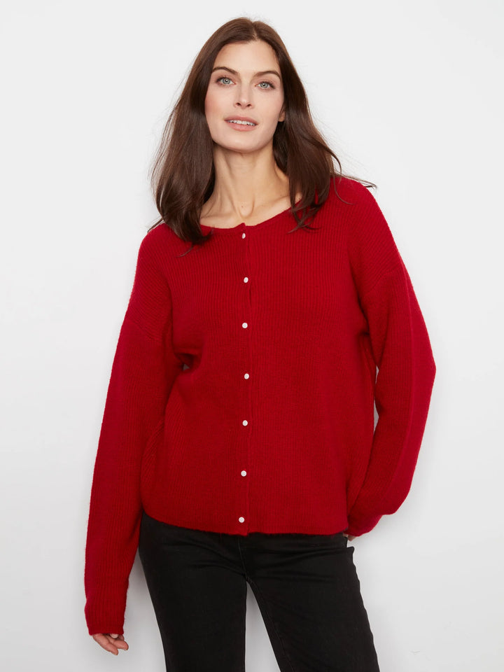 Long Sleeve Drop Shoulder Crew Neck Wear 2 Way Sweater Cardigan